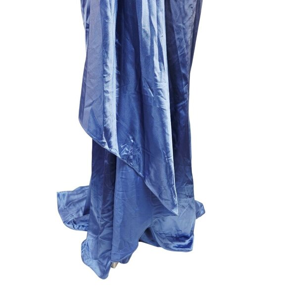 One-Shoulder Blue Satin Gown Size 4 panty bridesmaid dress - Picture 8 of 9